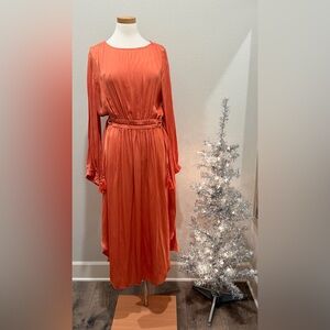 Tahari Vibrant Orange Long Sleeve Dress